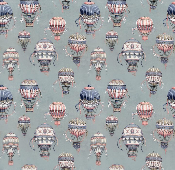 Римская штора Воздушные шары серо-голубой