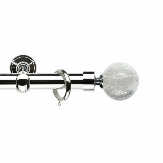 Карниз для штор Мурано модерн с наконечником "Шар бело-серебряный" хром D20