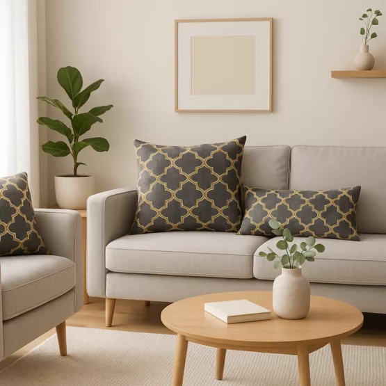 лаура серый-горчичный наволочки