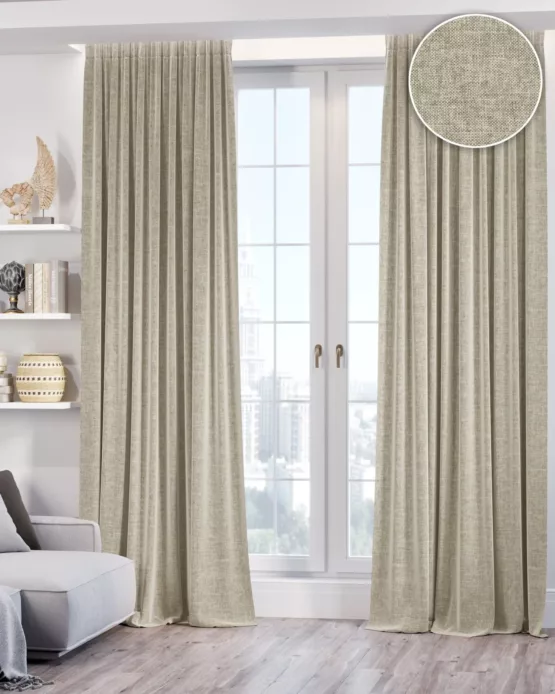 Портьера Linen оливково-кремовый